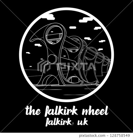 Circle Icon The Falkirk Wheel. Vector illustration 128758549