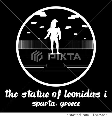 Circle Icon The Statue of Leonidas I. Vector illustration 128758550