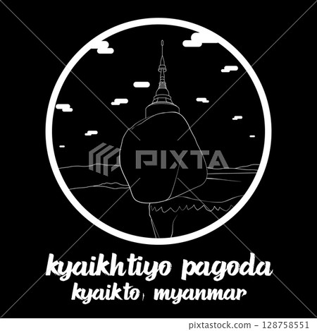 Circle Icon Kyaiktiyo Pagoda. Vector illustration Circle Icon Kyaiktiyo Pagoda. Vector illustration 128758551