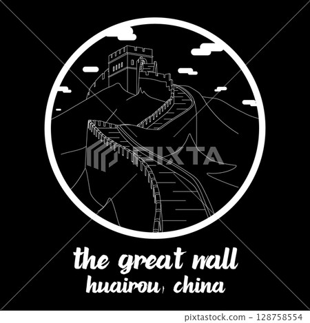 Circle Icon The Great Wall. Vector illustration Circle Icon The Great Wall. Vector illustration 128758554