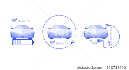 Electric car .Charging a car through a battery .Technologies of the future .Ecology .Vector illustration . 128758610