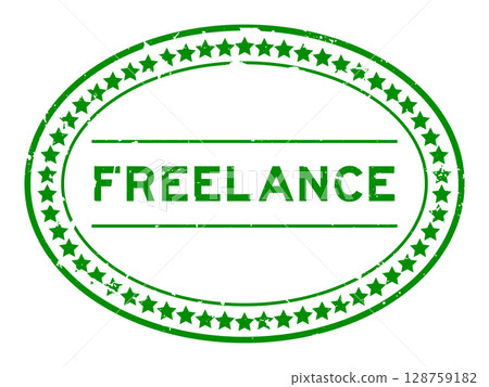 Grunge green freelance word oval rubber seal stamp on white background Grunge green freelance word oval rubber seal stamp on white background 128759182