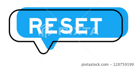 Speech banner and blue shade with word reset on white background 128759199