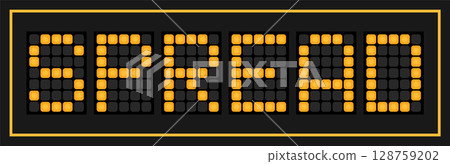 Orange color led banner in word spread on black background 128759202