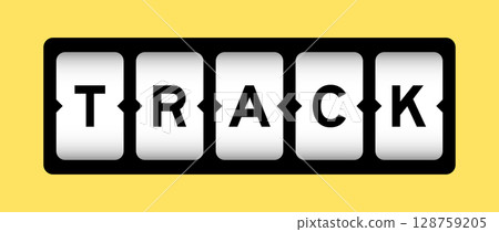 Black color in word track on slot banner with yellow color background Black color in word track on slot banner with yellow color background 128759205
