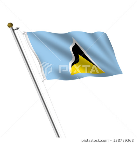 Saint Lucia Flagpole 3d illustration Saint Lucia Flagpole 3d illustration 128759368
