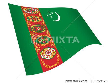 Turkmenistan waving flag graphic with clipping path Turkmenistan waving flag graphic with clipping path 128759372