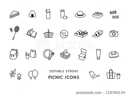 Picnic icon set (monochrome) 128760134