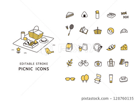 野餐圖示集(彩色) 野餐圖示集(彩色) 128760135