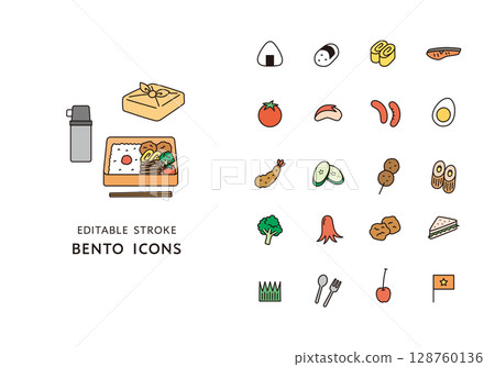便當配菜圖示集（彩色） 128760136