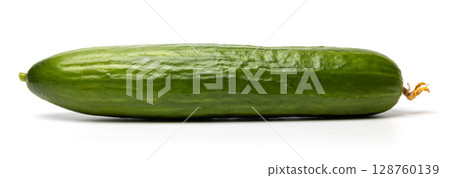 Photo of green ripe natural organic cucumber isolated on white background 128760139
