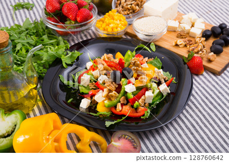 Rocket salad with ingredients Rocket salad with ingredients 128760642