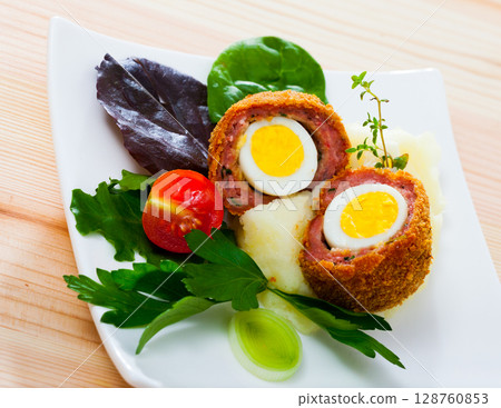 Scotch eggs with vegetables Scotch eggs with vegetables 128760853
