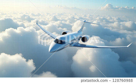 Large private jet in the sky Large private jet in the sky 128760988