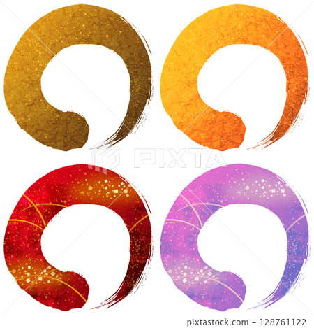 Brush circle Japanese style hand-drawn illustration 128761122