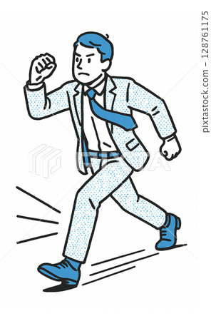 熱情的商人匆忙行走 熱情的商人匆忙行走 128761175