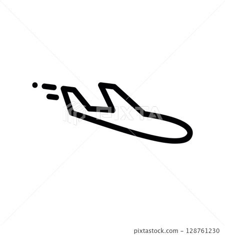 Simple Airplane Icon Showing Descent or Landing with Motion Trails 128761230