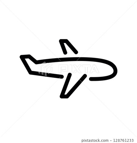 Simple and clean outline icon of a generic airplane in profile Simple and clean outline icon of a generic airplane in profile 128761233