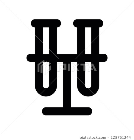 Laboratory test tubes in a rack for medical analysis icon Laboratory test tubes in a rack for medical analysis icon 128761244