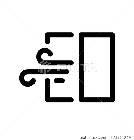Open Window Icon with Wind Symbolizing Fresh Air and Ventilation Open Window Icon with Wind Symbolizing Fresh Air and Ventilation 128761249