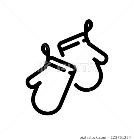 Pair of oven mitts for kitchen safety and handling hot pans Pair of oven mitts for kitchen safety and handling hot pans 128761254