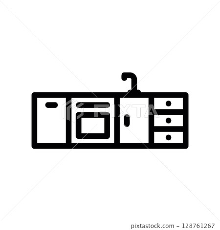 Modern kitchen unit with a built in oven and sink Modern kitchen unit with a built in oven and sink 128761267
