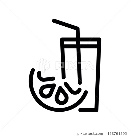 Refreshing Citrus Beverage with a Lemon Wedge Icon 128761293