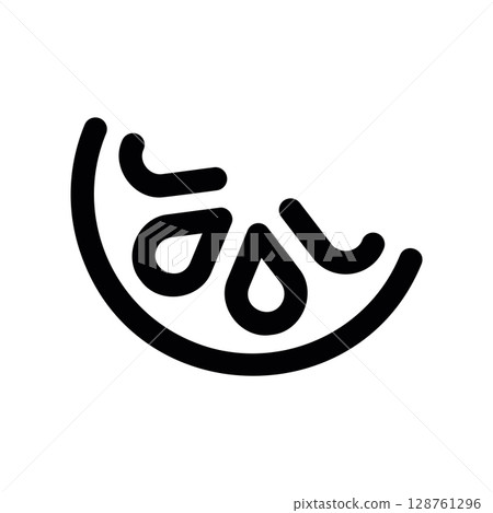 Simple line art illustration of a single citrus fruit wedge Simple line art illustration of a single citrus fruit wedge 128761296
