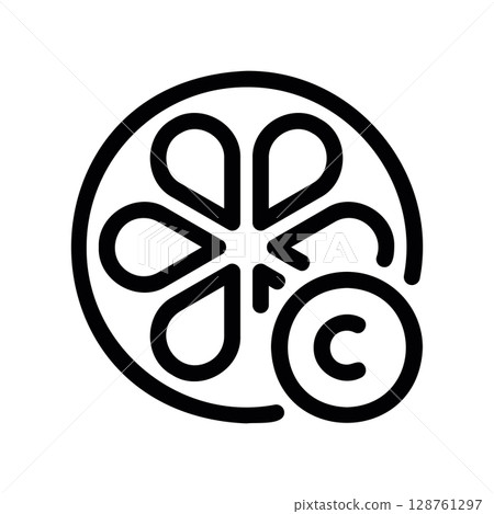 Lemon slice icon with a symbol representing Vitamin C 128761297