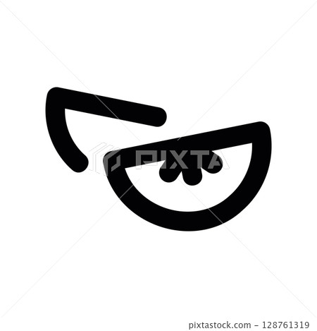 Stylized bold outline of a fresh citrus fruit wedge garnish Stylized bold outline of a fresh citrus fruit wedge garnish 128761319