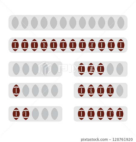 American Football Ball Ranking Vector Illustration. This vector illustration represents a stylized ranking or rating chart using American footballs as visual indicators. American Football Ball Ranking Vector Illustration. This vector illustration represents a stylized ranking or rating chart using American footballs as visual indicators. 128761920