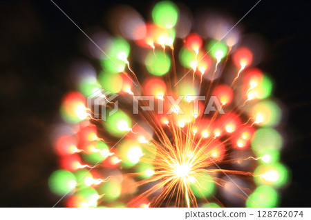 Fireworks 8: Fireworks in the summer night sky 128762074