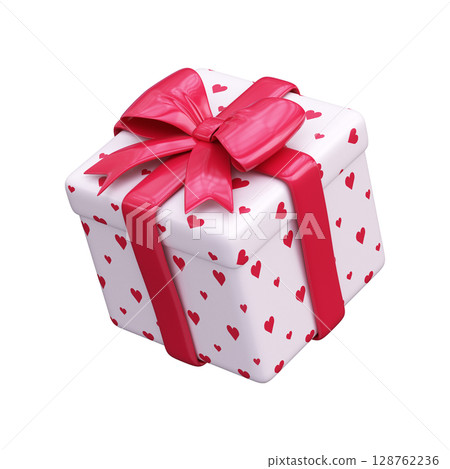 3D gift box with pink bow, symbol of love gift 3D gift box with pink bow, symbol of love gift 128762236