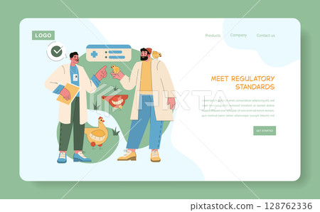 Egg Farm illustration represents professionals discussing poultry health and regulatory standards. This scene conveys a commitment to animal welfare and sustainable farming practices in the egg Egg Farm illustration represents professionals discussing poultry health and regulatory standards. This scene conveys a commitment to animal welfare and sustainable farming practices in the egg 128762336