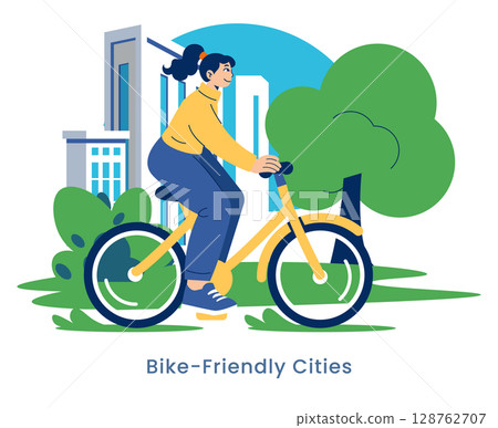 Sustainable urban development focuses on creating bike-friendly cities. It promotes eco-friendly transportation, reduces traffic congestion, and encourages healthier lifestyles through cycling 128762707