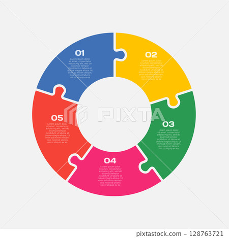 Circle diagram infographic in 5 steps or options 128763721