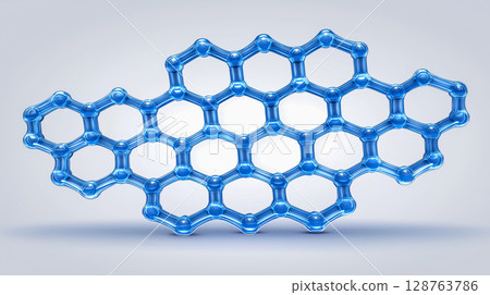 Futuristic light graphics with linked hexagons, tech vision lit up in a honeycomb pattern 128763786