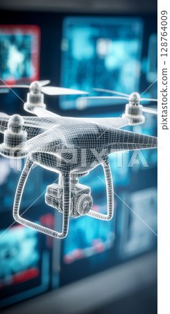 未來無人機的線框繪圖-網路複製空間背景 128764009