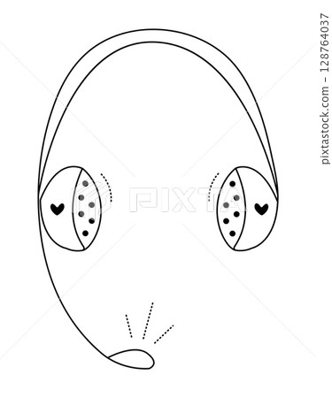 Big headphones, black line doodle, cute vector illustration 128764037