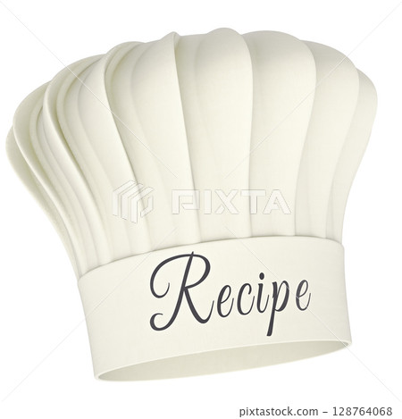 Chef hat with recipe lettering. 3D rendering 128764068