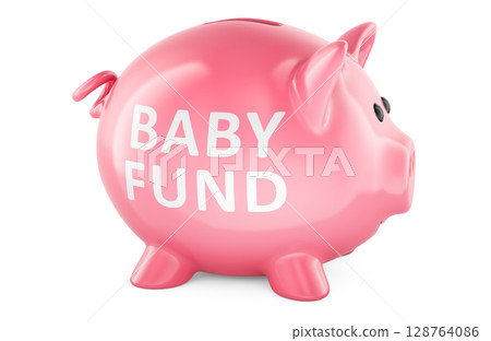 Baby fund concept with piggy bank. 3D rendering Baby fund concept with piggy bank. 3D rendering 128764086
