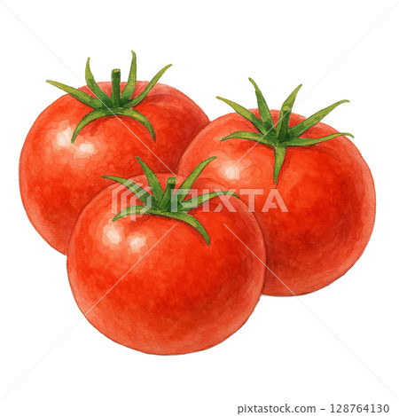 水彩風格的番茄三件套插圖（PNG剪貼畫） 128764130