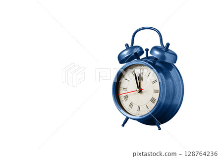 retro clock, watch, pointer clock, Blue color alarm clock on isolated white background retro clock, watch, pointer clock, Blue color alarm clock on isolated white background 128764236