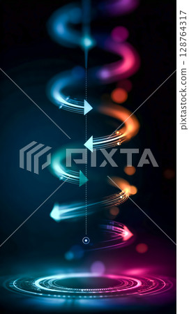 Colorful reload arrows indicate cyclic updates - neon background for business 128764317