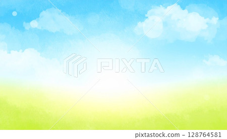 美麗的夏日主題水彩背景 128764581