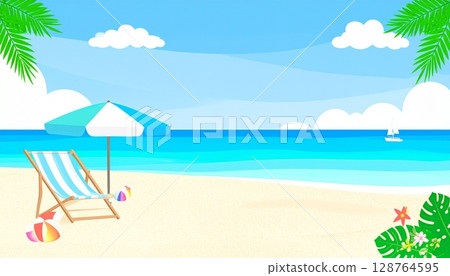 帶有夏季圖案的可愛背景框 7 128764595