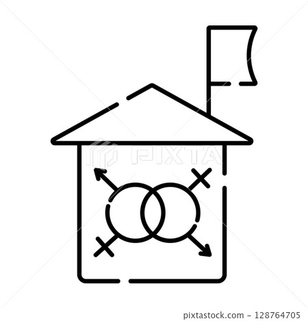 Lgbt house sign, vector black line icon 128764705