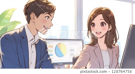 穿著西裝的商務人士正在開會_插圖 2 128764758