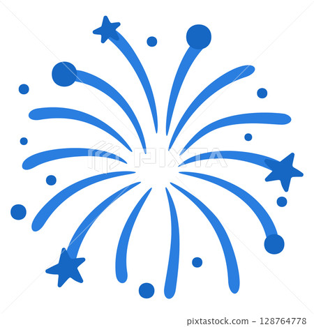Blue radial firework explosion isolated in cartoon flat style 128764778