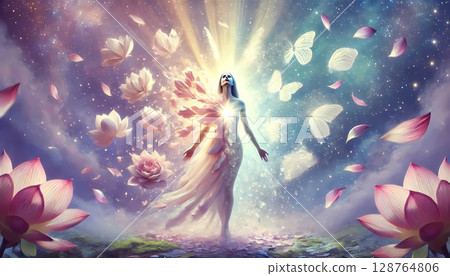 一位透過心靈解放而美麗蛻變的女性—心理與精神插圖 128764806